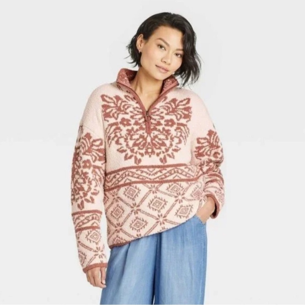 Women's Pink Knox Rose Sherpa Fleece pullover sweater